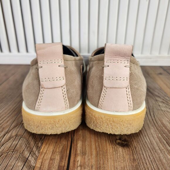 ECCO Crepetray Loafers Womens Sz 7 Beige Leather Slip On Gum Sole Comfort Shoes - Picture 4 of 9